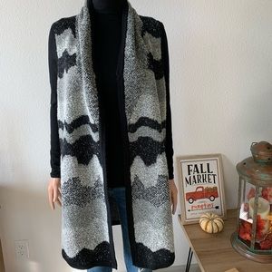Chico’s Black and Grey Extra Long Sweater Vest (Size 0)